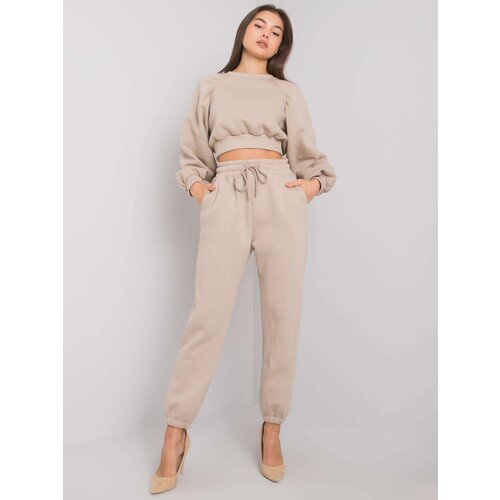 Fashion Hunters RUE PARIS Women's beige sweatshirt set Cene
