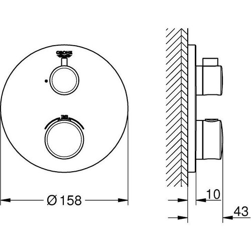 Grohe kopalni&amp;scaron;ka termostatska armatura za tu&amp;scaron; Grohtherm 24075000 1 iztok Slike
