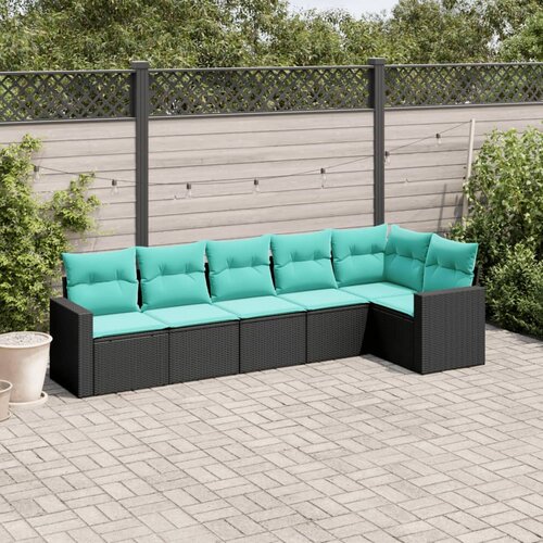  6-dijelni set vrtnih sofa od poliratana s jastucima crni Cijene