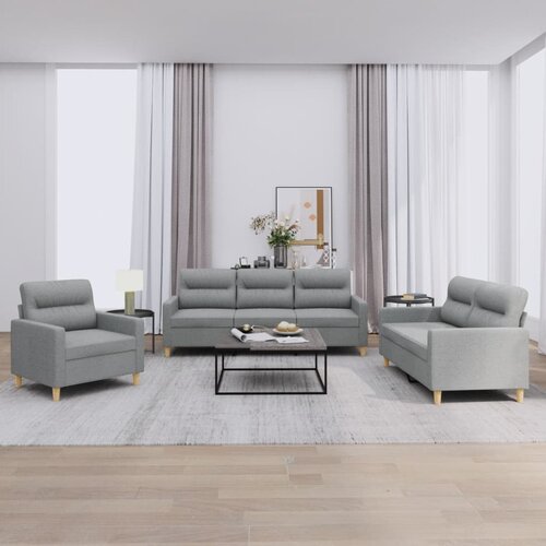  3-dijelni set sofa s jastucima svjetlosivi od tkanine Cijene