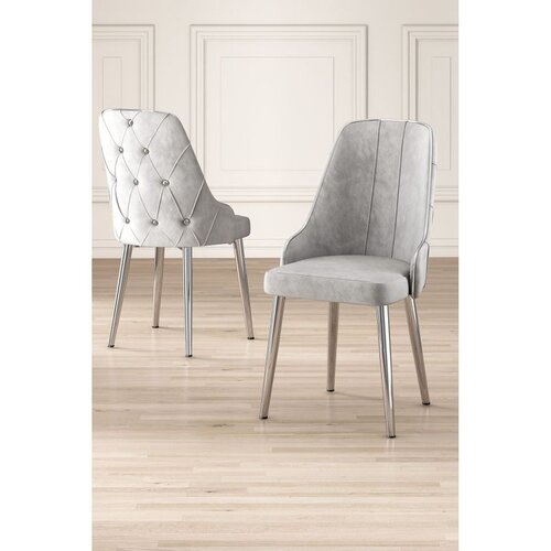 Hanah home set trpezarijskih stolica Krax 4 kom, siva tkanina Babyface, hromirane metalne noge Cene