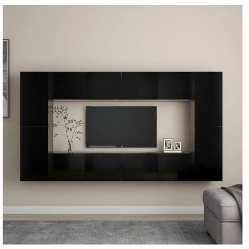 Komplet TV omaric 8-delni črna iverna plošča