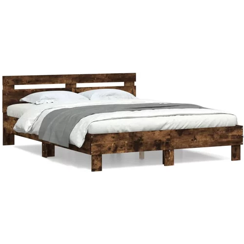  Okvir za krevet s uzglavljem boja hrasta 140x190 cm drveni