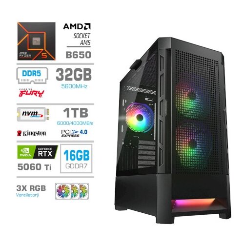 PCX Računalnik Extian R5 9600X 32GB 1TB RTX5060Ti Slike
