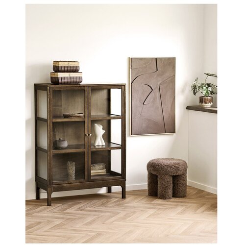 House Nordic Tamno smeđa vitrina u dekoru hrasta 90x126x40 cm Zamora &amp;ndash; Slike