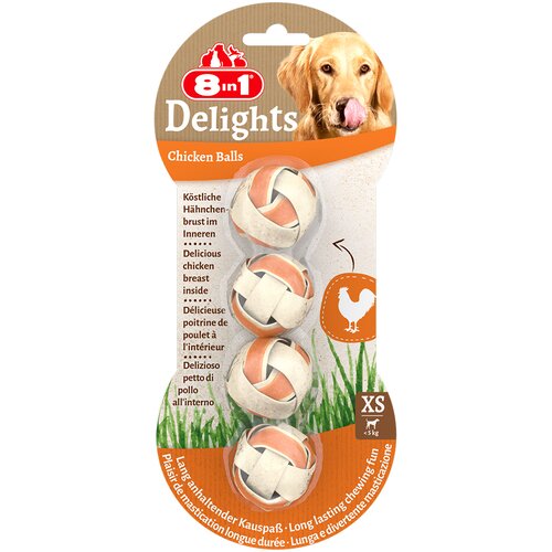  2 + 1 gratis! 3 x 8in1 pasji pribolj&scaron;ki - Delights žvečilne kroglice pi&scaron;čanec: 3 x 36 g (12 kosov) Cijene