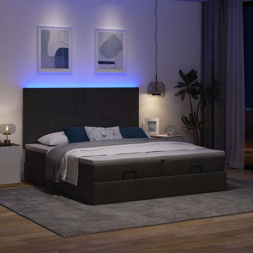 VidaXL Otomanski okvir kreveta s madracima crni 200x200cm od tkanine Slike