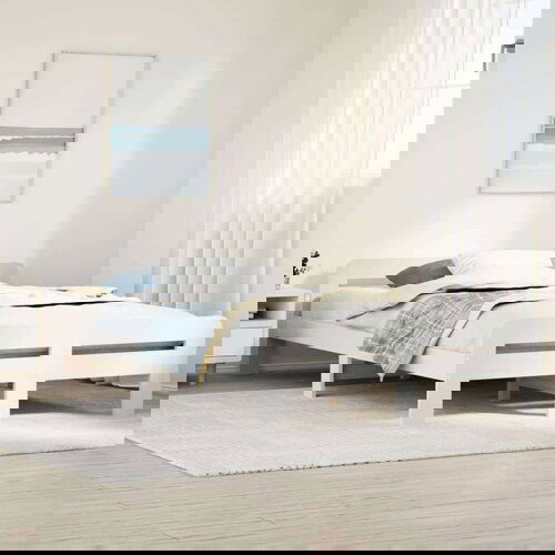  Posteljni okvir brez vzmetnice bel 135x190 cm trdna borovina, (21528867) Cene