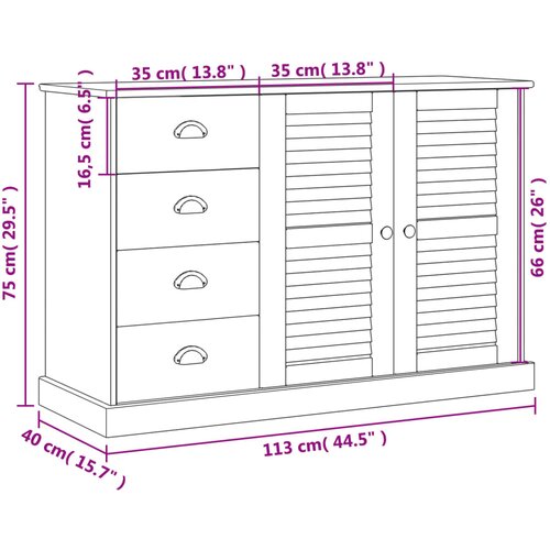  Komoda s ladicama VIGO 113 x 40 x 75 cm od masivne borovine Slike