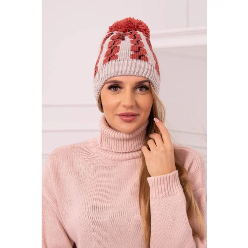 Kesi marka niezdefiniowana Cap with a pompom Rozalia K323 red+beige