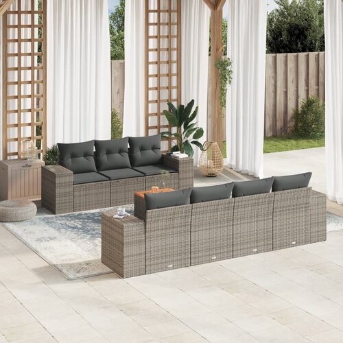 VidaXL 8-dijelni set vrtnih sofa od poliratana s jastucima sivi Slike