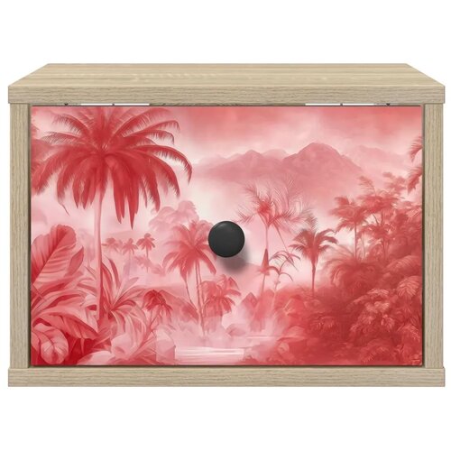  Wall-mounted noćni ormarić AACHEN Hrast sonoma 36 x 33 x 25 cm - Hrast sonoma Ružičasti uzorak palme 1 Slike