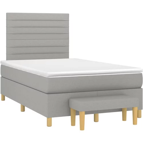 vidaXL Box spring postelja z vzmetnico svetlo siva 120x190 cm blago, (21111689)