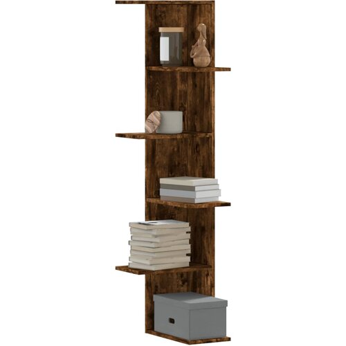 The Living Store Stenska kotna polica dimljeni hrast 36,5x36,5x140 cm inž. les - Stenska Kotna Polica, (21660628) Cene