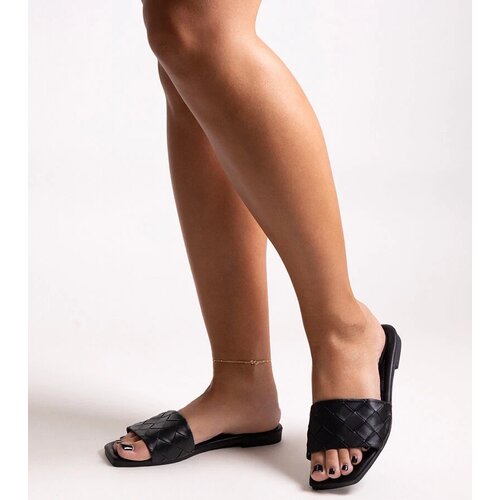 D/CEO Black slippers with fur insulated Valle Cene