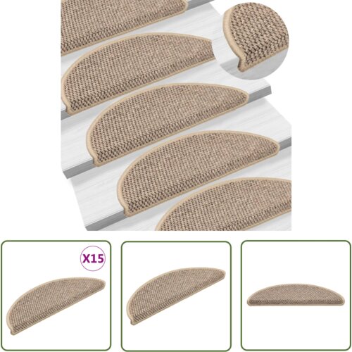 The Living Store Samolepilne preproge za stopnice sisal 15 kosov 56x17x3 cm - Preproga Za Stopnice, (21738412) Slike