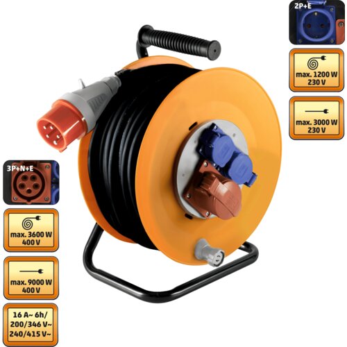 Home Motalica za kabel, 25 met., H07RN-F, 5 x 2.5 mm², IP44 - HJR 400-25 Cene
