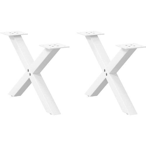  Noge za klubsko mizico v obliki črke X, 2 kosa, bele, 60 x (30-31) cm, jeklo, (22123762) Cene