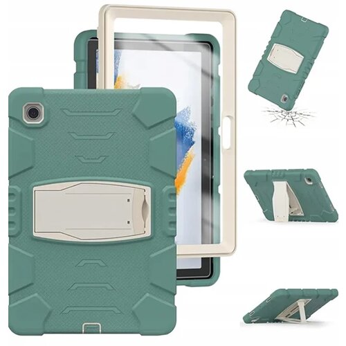 NIKCORP Ovitek za Samsung Galaxy Tab A7 Lite 8.7, oklepen, tridelna konstrukcija, vgrajeno stojalo, silikon in plastika, zelen, (5000139201) Slike