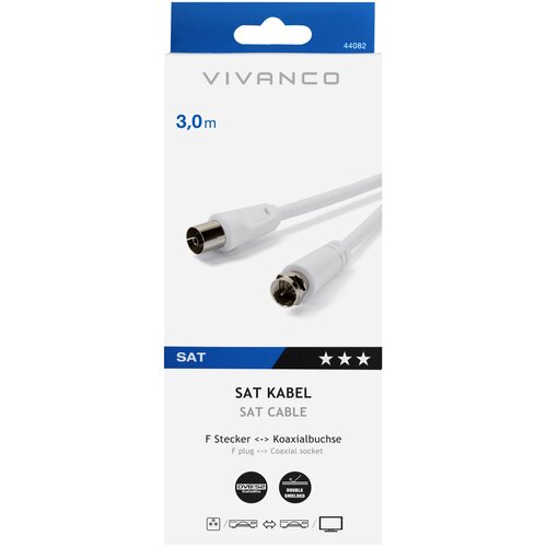 Vivanco Antennenkabel wei&amp;szlig; 3m 48128 3m Koaxk.90DB weiss Zum Anschluss von Radio/Tv Ger&amp;auml;ten Slike