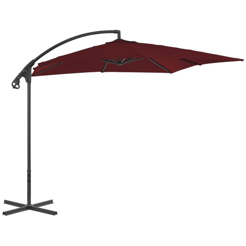 VidaXL Konzolni suncobran s čeličnom &amp;scaron;ipkom 250 x 250 cm boja vina Slike