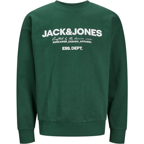 Jack & Jones Sweater majica 'GALE' tamno zelena / bijela melange