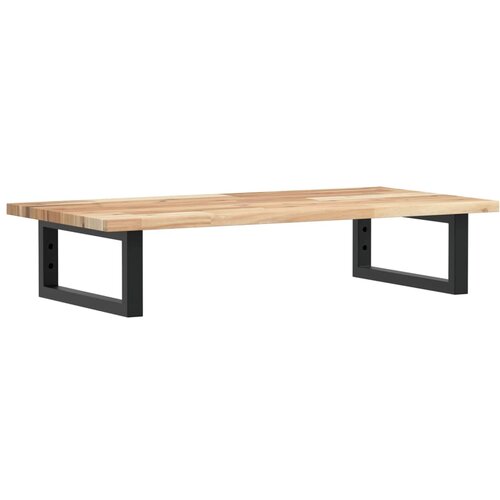 Zidna polica za umivaonik od čelika i masivnog bagremovog drva Smeđa 100 x 40 x 2 cm Slike