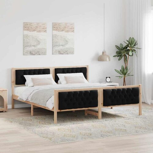  Krevetna konstrukcija Crna 180 x 200 cm Čvrsto borovo drvo Cene