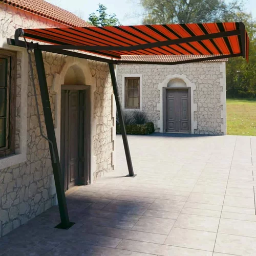  Avtomatsko zložljiva tenda s stebrički 4x3 m oranžna in rjava, (20702972)