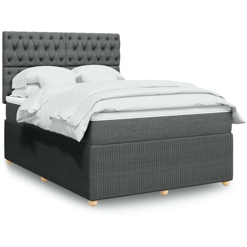  Krevet s oprugama i madracem tamnosivi 140x190 cm od tkanine Slike