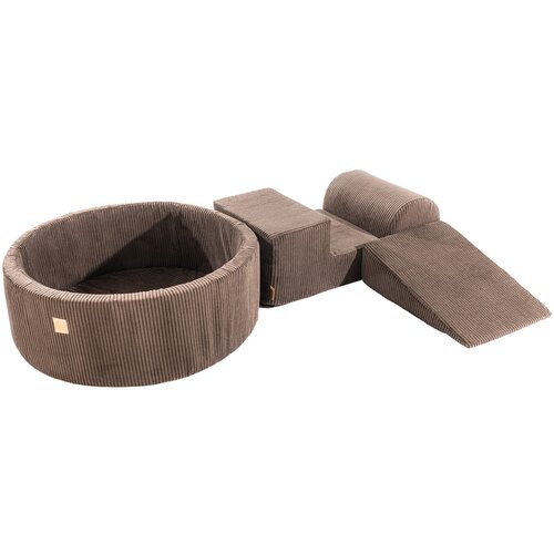 MeowBaby 3-delni penasti igralni komplet ® Foam Playground z okroglim bazenom, brez žog, estetski, velvet, rjav, (21333761) Cene