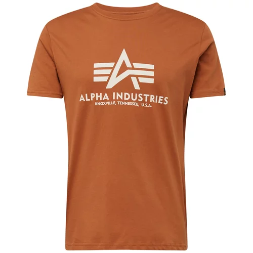Alpha Industries Majica karamel / bela