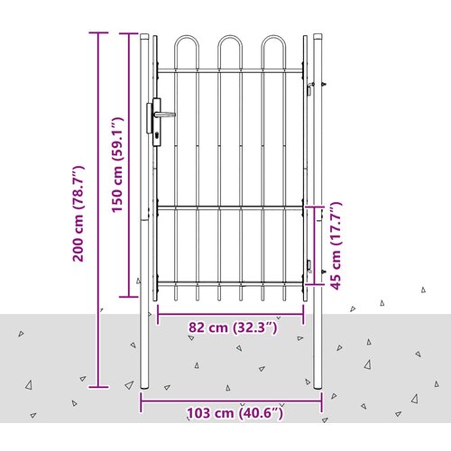  Ogradna vrata BOXTEL 103 x 200 cm Čelik s prahom premazan Siva Slike