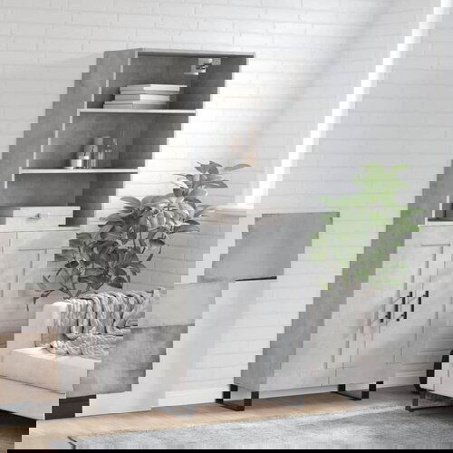 vidaXL Visoka komoda betonsko siva 69,5x34x180 cm inženirski les Cene