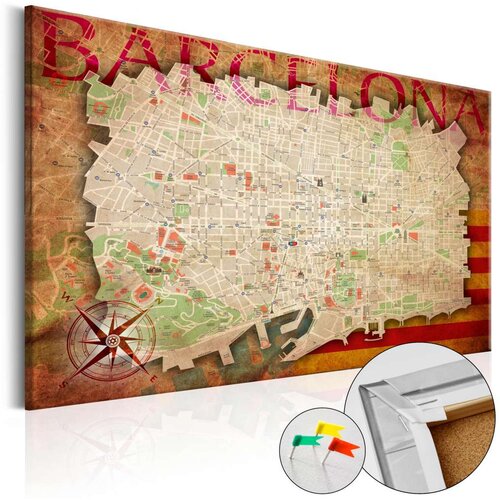  Slika na plutenoj podlozi - Map of Barcelona [Cork Map] 120x80 Cijene