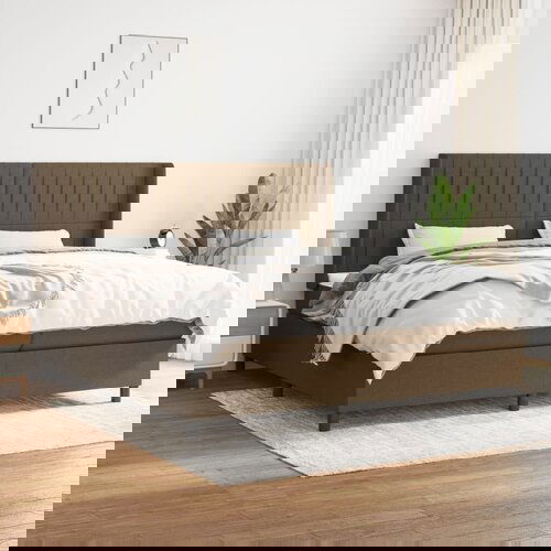 The Living Store Box spring postelja z vzmetnico temno rjav 200x200 cm blago - Box Spring Postelja, (21518660) Cene