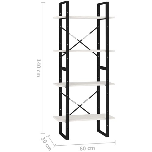  za knjige s 4 razine bijeli 60x30x140 cm od borovine Slike