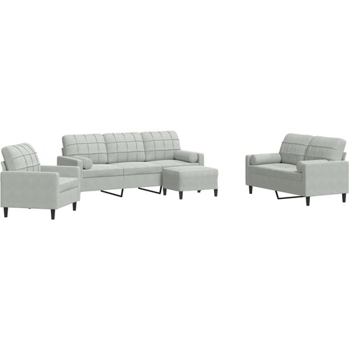 Maison Chic Sedežna garnitura - kavč 4-delna z blazinami svetlo siv žamet, (21728873) Cene