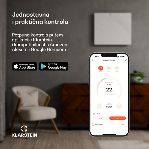 Klarstein marmoheat infracrvena ploča | 600 w | 15 m&amp;sup2; | mramorni dizajn | 70 cm x 100 cm Slike