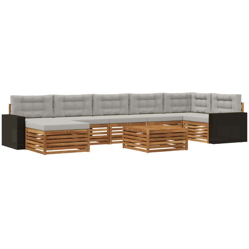  Set vanjskih sofa 8 kom. Prirodna i svjetlosiva Slike
