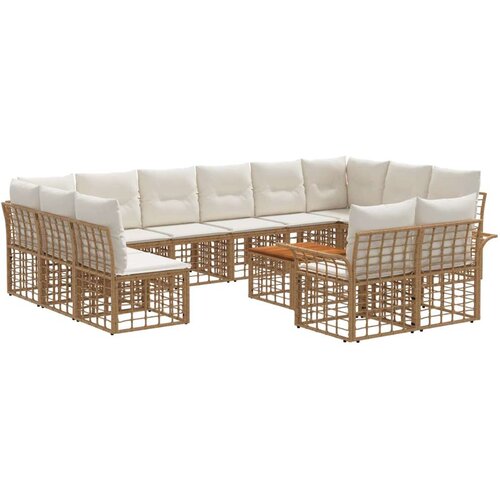 Set vanjskih sofa 13 pcs Prirodna i krema bijela Poliester - Prirodna i kremasto bijela sa stolom Cene