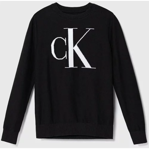 Calvin Klein Jeans Dječji pamučni pulover boja: crna, lagani