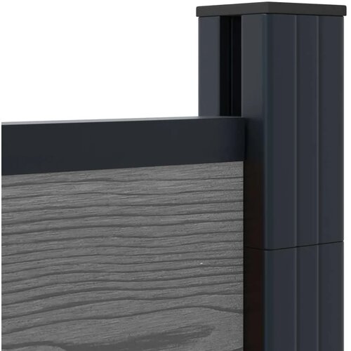  Set ograde 526 x 186 cm WPC i aluminij Siva - Siva 3 dijela (tamnosivi stup) Slike