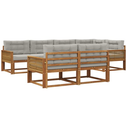 vidaXL Zunanja garnitura za sedenje 7 pcs Naravna in svetlo siva, (5000280042) Cene