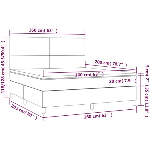  Krevet s oprugama i madracem crni 160x200 cm od tkanine Slike