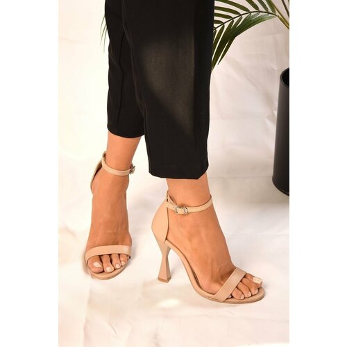 Shoeberry Women's Greka Single Strap Skin Skin Heeled Shoes Slike
