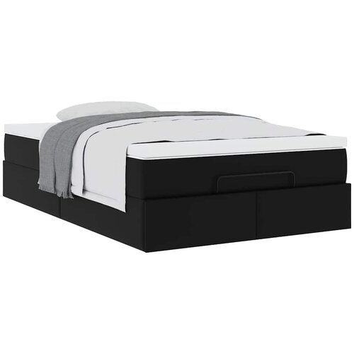  Otomanski okvir kreveta s madracem crni 120x190cm umjetna koža Slike