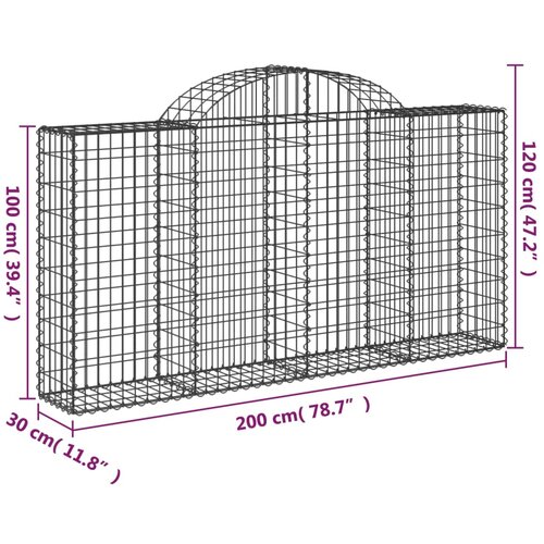  Gabionska ko&amp;scaron;ara s lukom 200x30x100/120 cm pocinčano željezo Slike