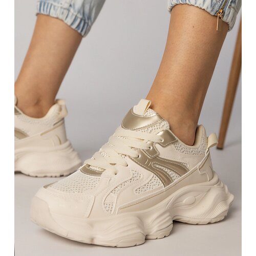 Gemre Beige women's sports sneakers with a gold insert Sandra Cijene