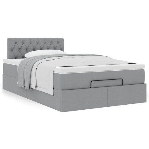 VidaXL Okvir za krevet s madraca svjetlosivi 120x190 cm od tkanine Slike